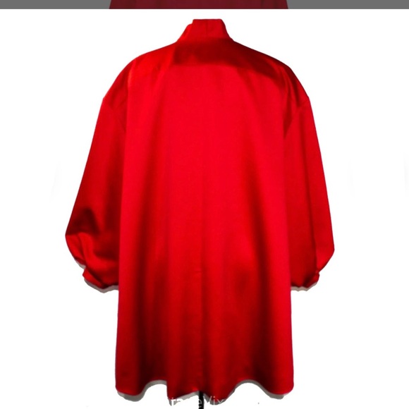 Stunning Red midi asymmetrical kimono style cape jacket wrap dress - Picture 5 of 7